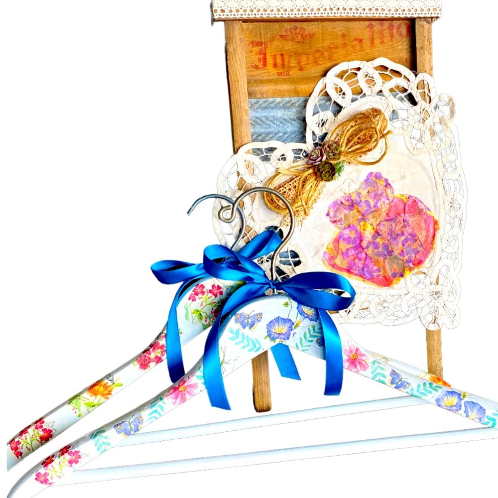 Handmade Wood Clothes Hangers and Decorated Wash Board